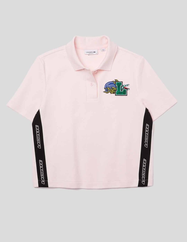 T-shirt LACOSTE polo holiday em algodão ecológico flamant